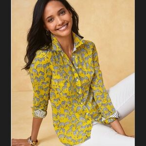 TALBOTS Cotton Button Front Shirt 'GRAZING ZEBRA' Sz M